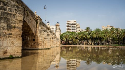 Water pool in Turia Park in Valencia