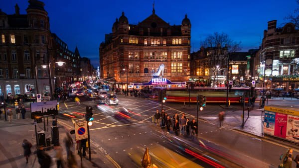 The Palace Theatre in London at night