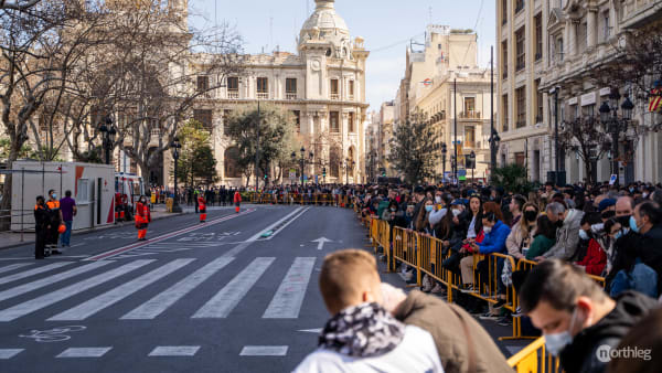 Crowd waiting for Mascletá - Fallas Valencia