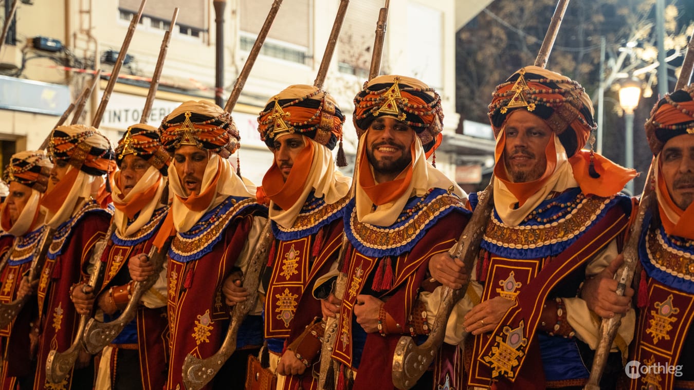 Men dressed in reenactment clothes - Moros y Cristianos, Fallas Valencia