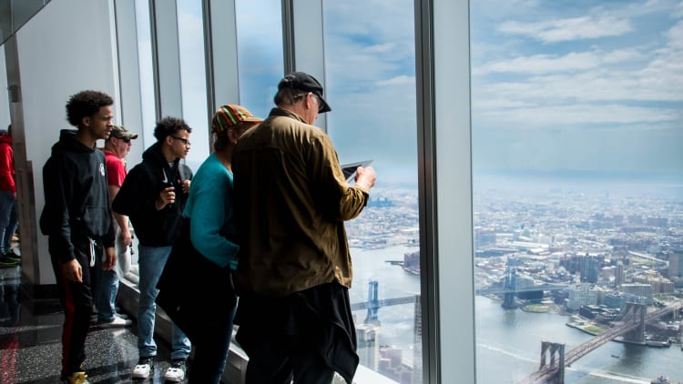 Visitors enjoying the view from One World Observatory