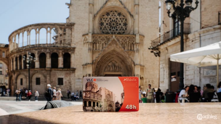 Exterior view of Valencia Cathedral with intricate Gothic architectural details and stone facade