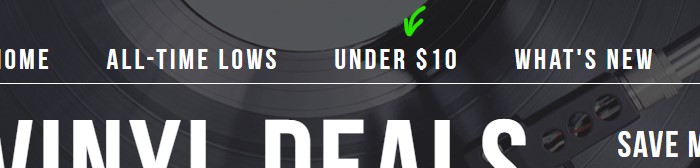 Vinyl Deals Under 10 Bucks Header Screenshot