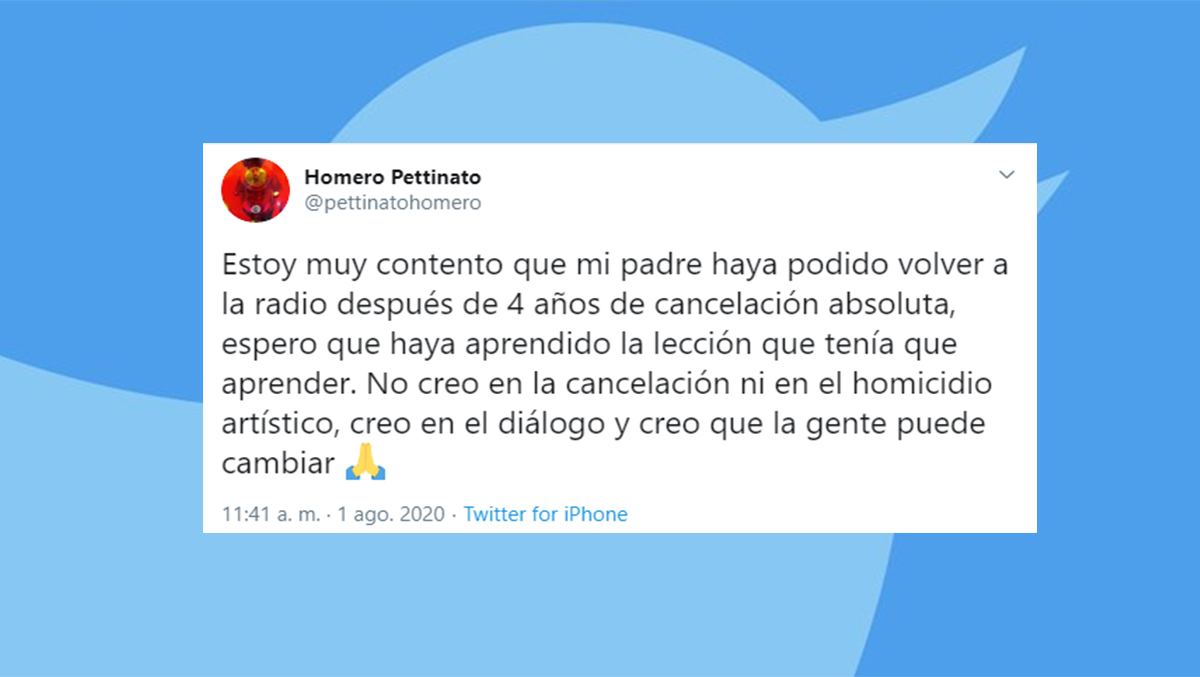 Tweet de Homero Pettinato