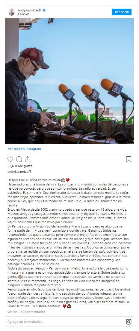 Tweet de Andy