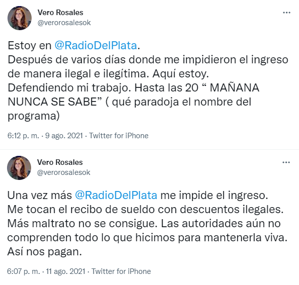 Tweet de Verónica Rosales