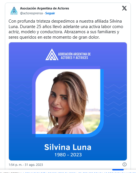 Murió Silvina Luna