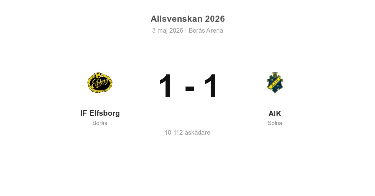 Oavgjort för AIK i bortamatch mot IF Elfsborg