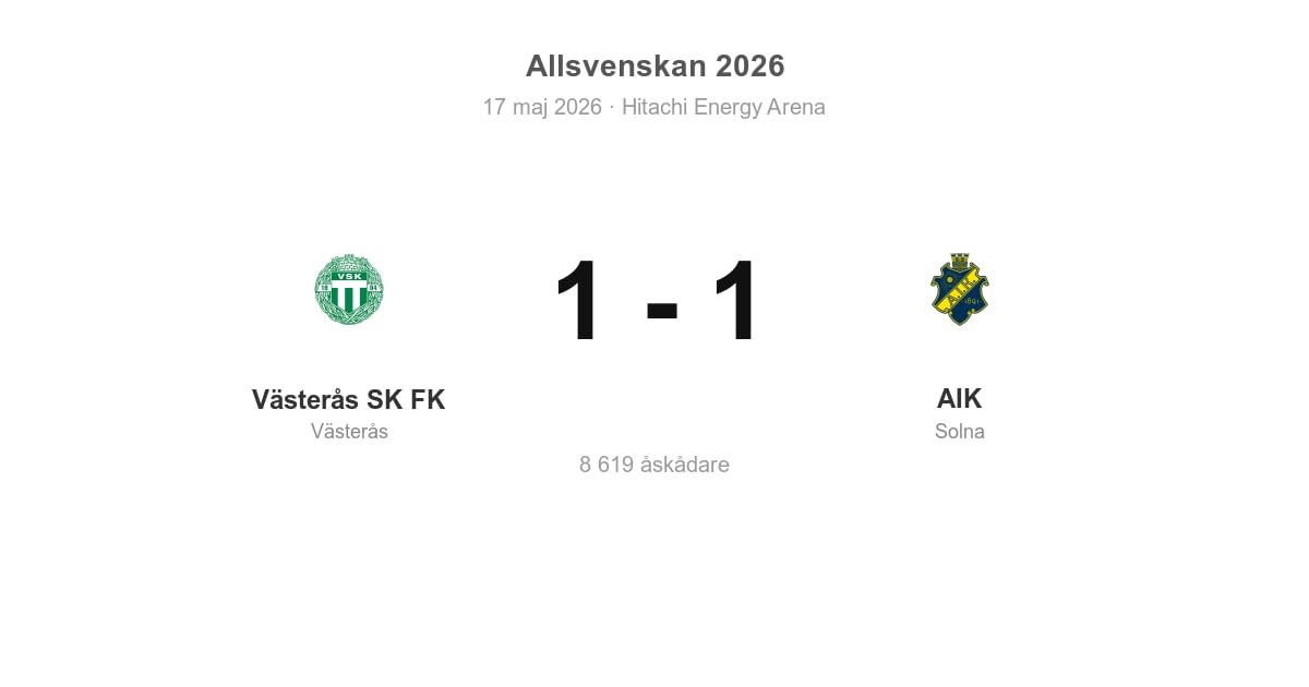 Oavgjort för AIK i bortamatch mot Västerås SK FK