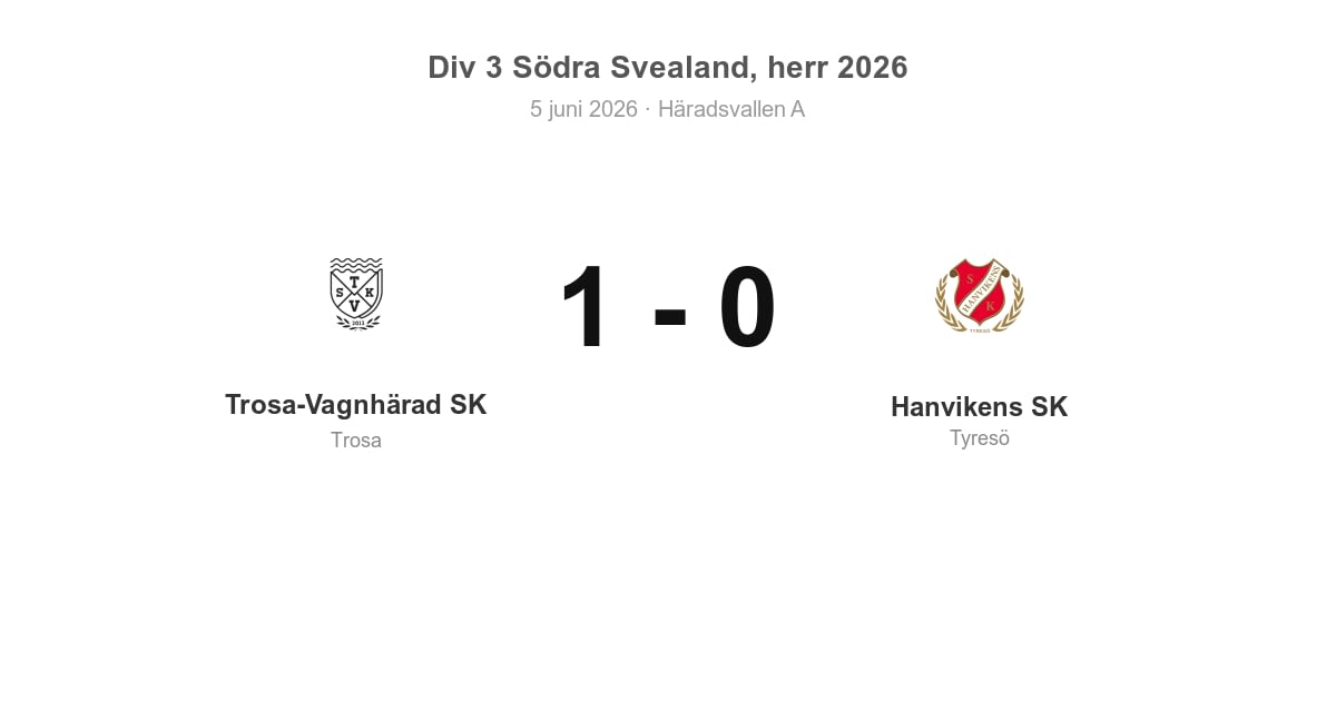 Vinst för Trosa-Vagnhärad i hemmamatch mot Hanvikens