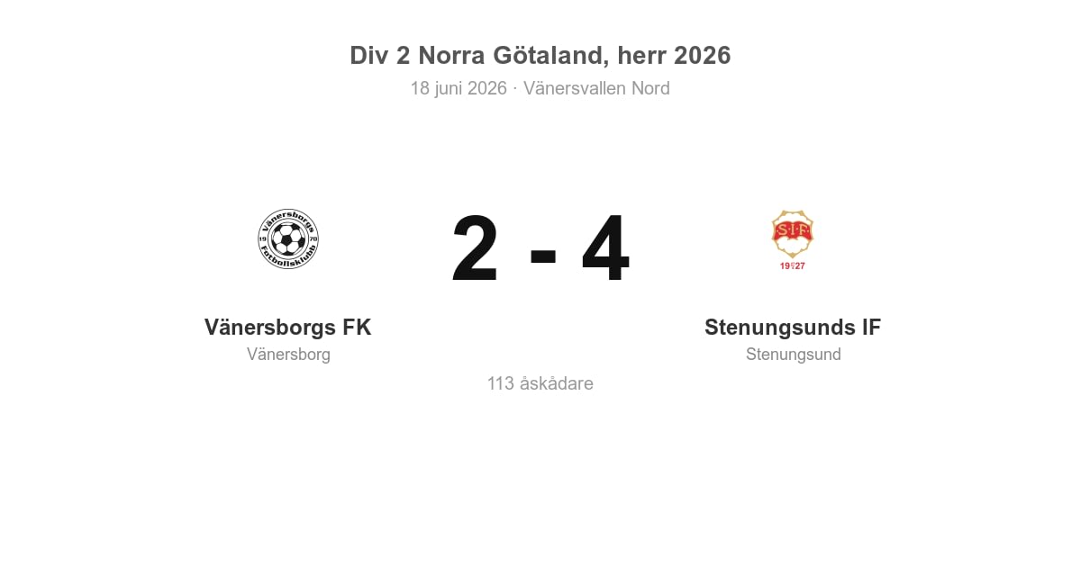 Förlust för Vänersborgs FK hemma mot Stenungsunds IF