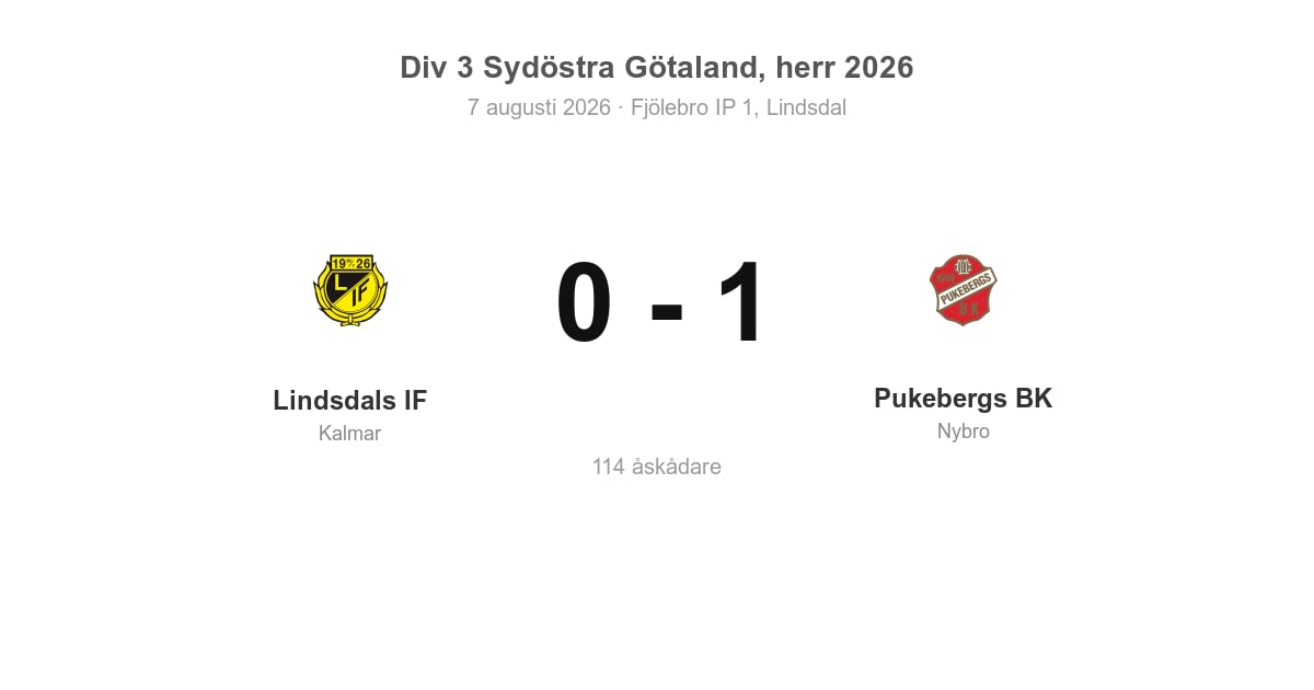 Vinst för Pukebergs BK (Nybro) i bortamatch mot Lindsdals IF