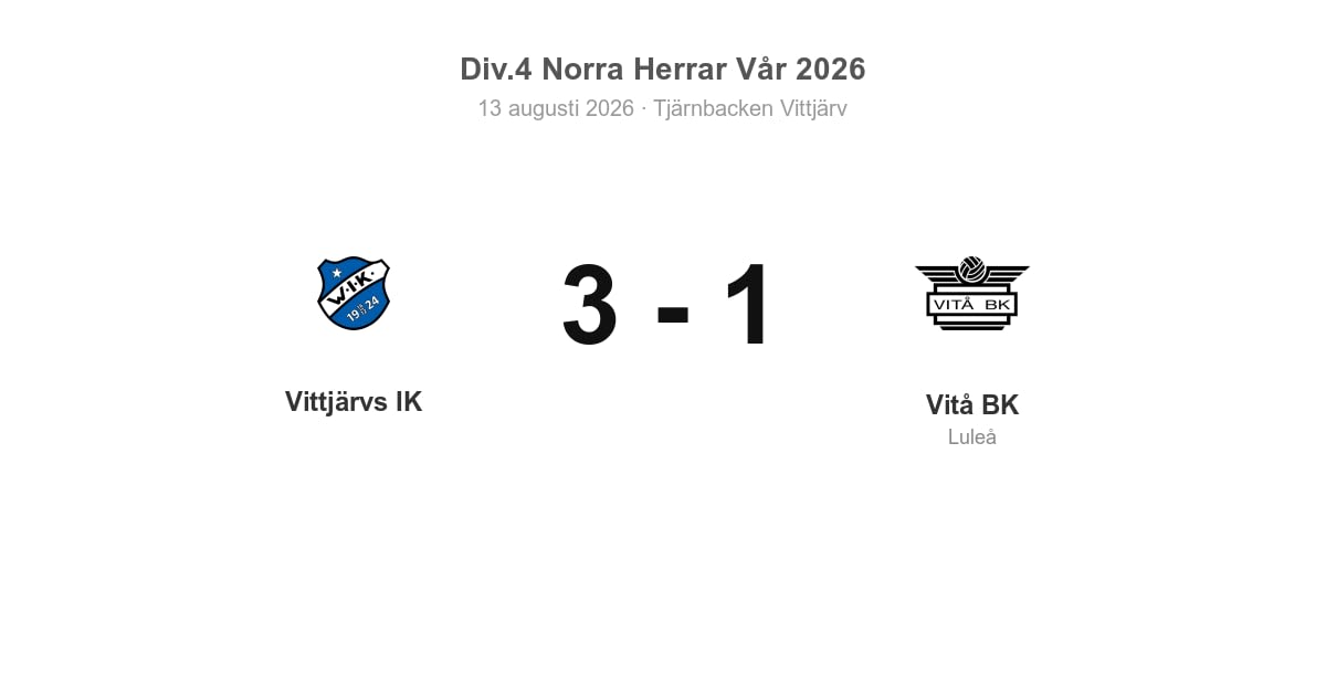 Vinst för Vittjärvs IK hemma mot Vitå BK