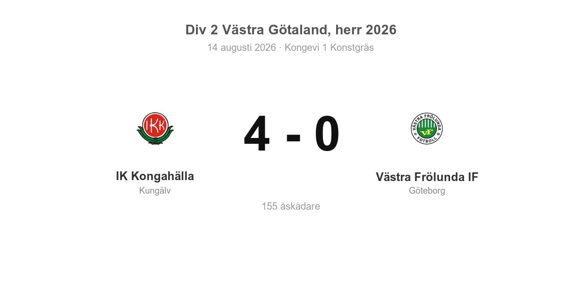 Vinst för Kungälv hemma mot Västra Frölunda IF
