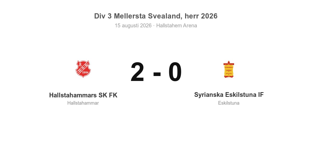 Vinst hemma: Hallstahammar 2–0 mot Syrianska Eskilstuna