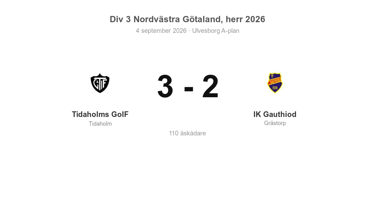 Vinst för Tidaholms GoIF hemma mot IK Gauthiod