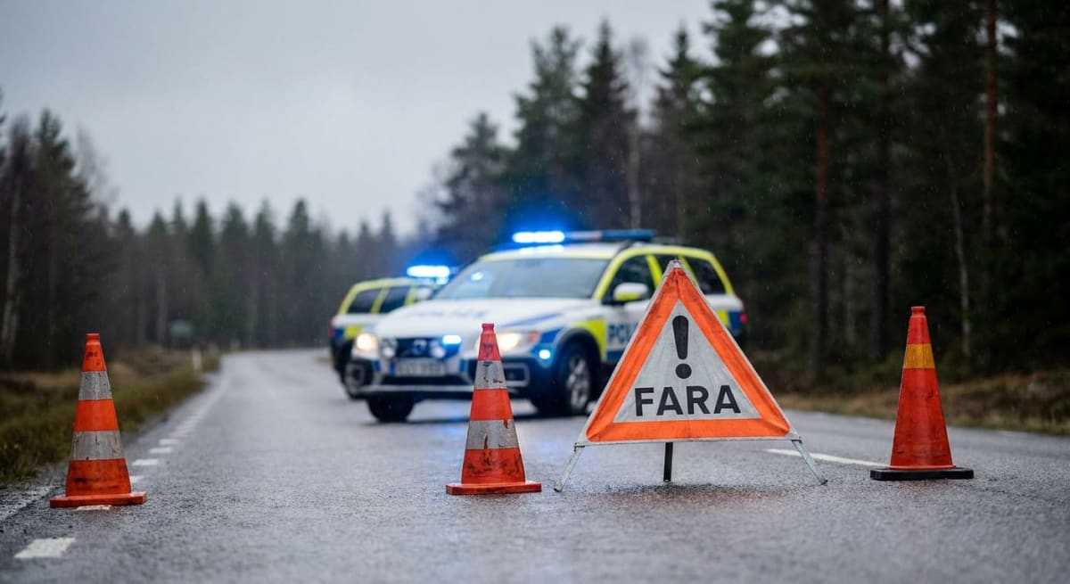 Ko på E22 vid Djupafors – patrull på väg