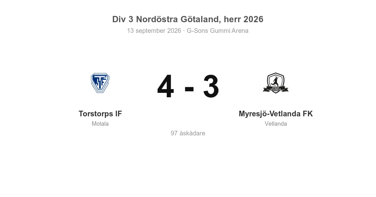 Seger för Torstorps IF hemma mot Myresjö-Vetlanda (4–3)