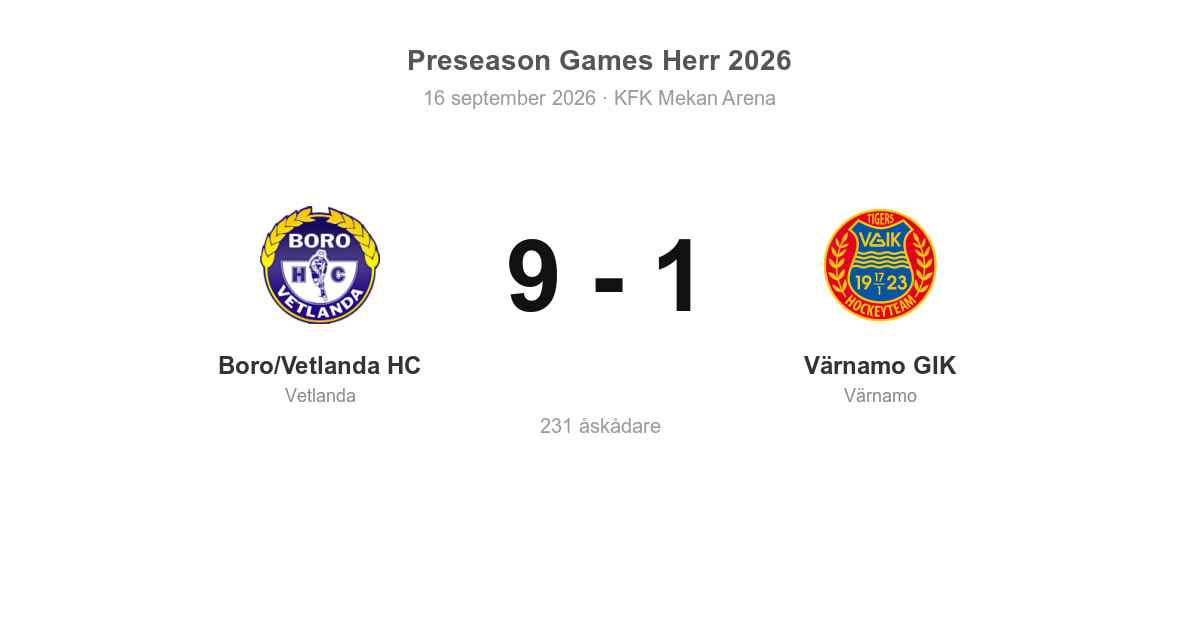 Förlust för Vetlanda hemma mot Boro/Vetlanda HC
