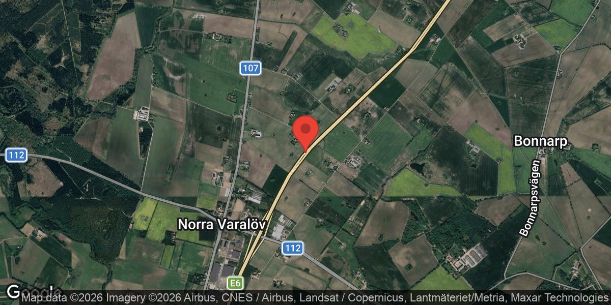 Singelolycka med lastbil stängde av E6 mellan Höja och N Varalöv