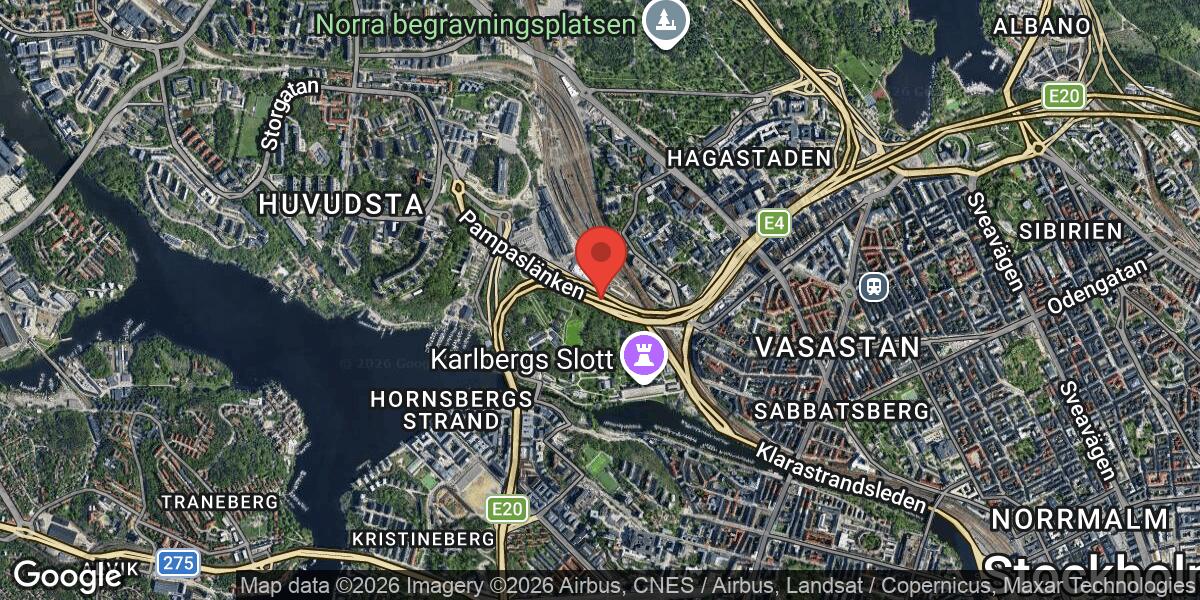 Vägavstängning på Pampaslänken och Klarastrandsleden i Solna från 1 april kväll till tidig morgon
