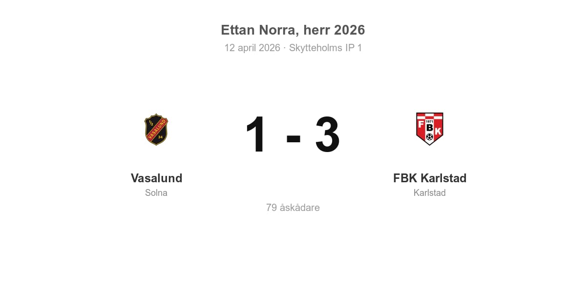 Förlust för Vasalund hemma mot FBK Karlstad