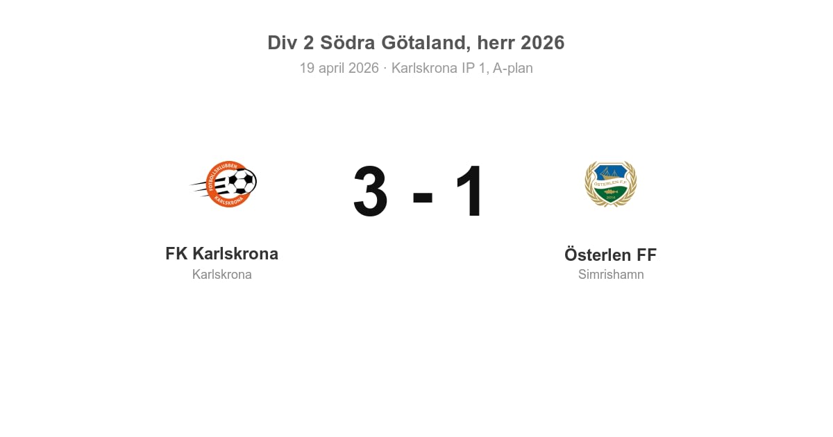 Förlust för Österlen FF borta mot FK Karlskrona
