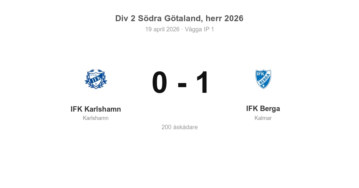 Förlust för IFK Karlshamn hemma mot IFK Berga