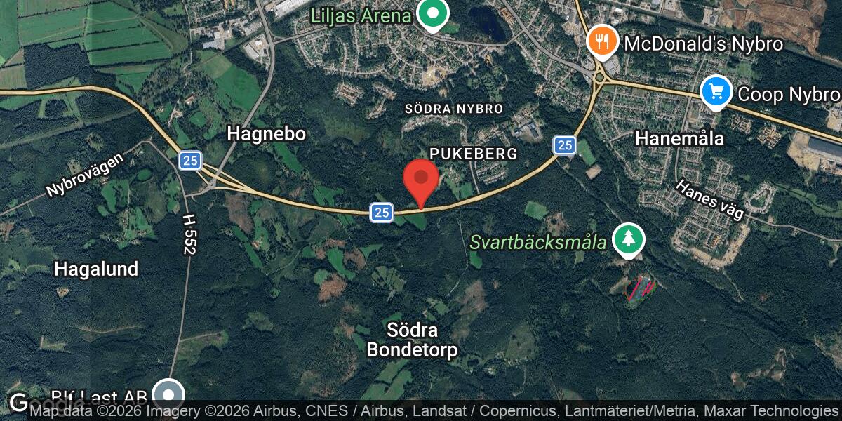 Singelolycka på väg 25 vid Nybro påverkar trafiken mot Lessebo