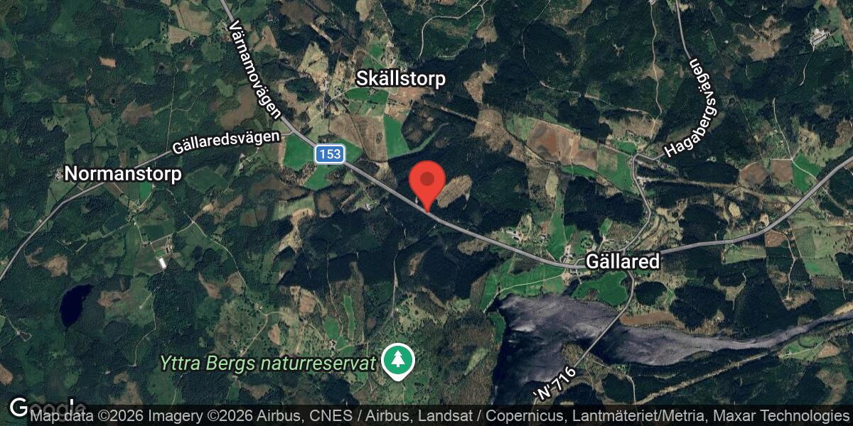 Fordonshaveri på Väg 153 mellan Nygård och Gällareds Kyrka