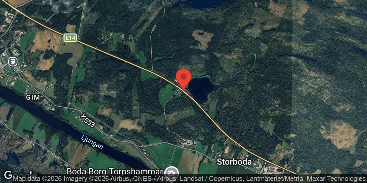 Trädfällning och vägavstängning på E14 mellan Storboda och Torpshammar