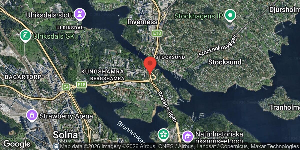 Rullgrus på E18 vid Stocksundsbron mot Bergshamraleden