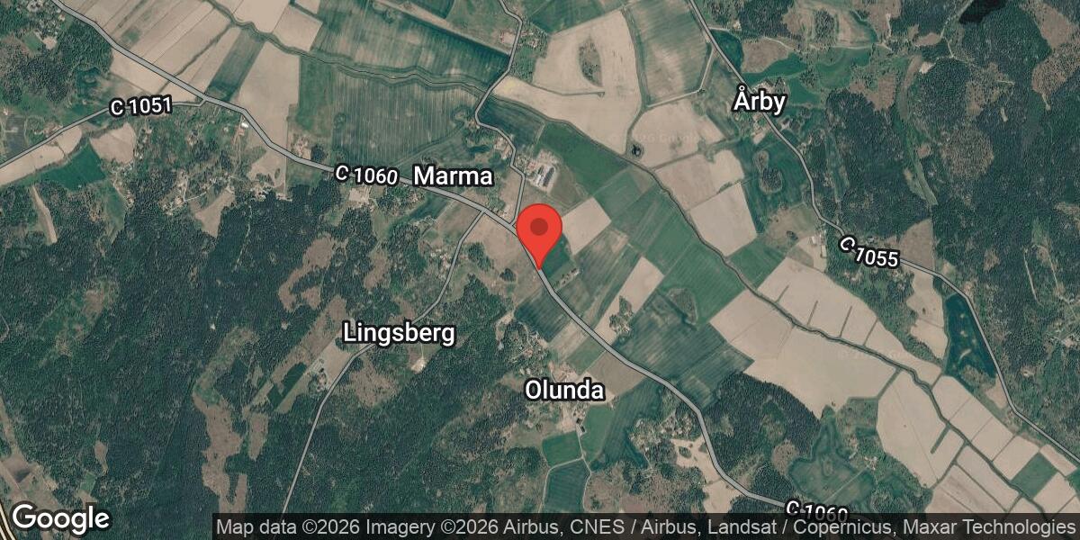 Underhållsarbete på Väg 1060 mellan Marma och Östuna Kyrka pågår till klockan 16:00 den 7 maj 2026