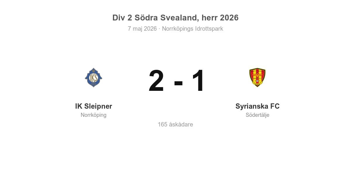 Förlust för Syrianska FC borta mot IK Sleipner