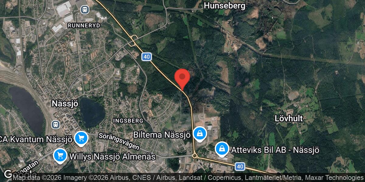 Trafikolycka med flera fordon i östra Nässjö påverkar väg 31