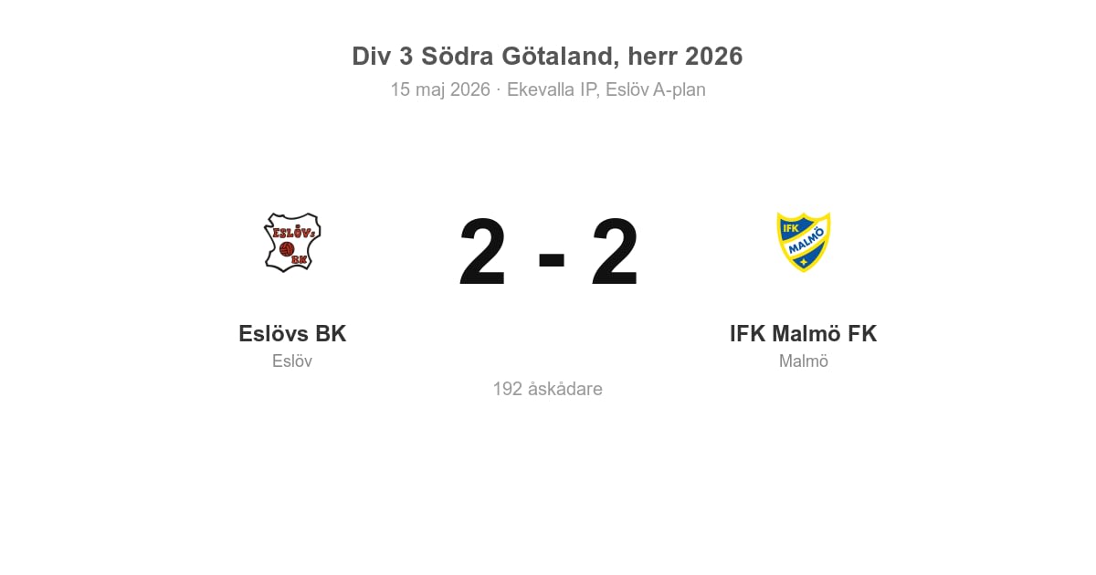 Oavgjort för IFK Malmö i bortamatch mot Eslövs BK