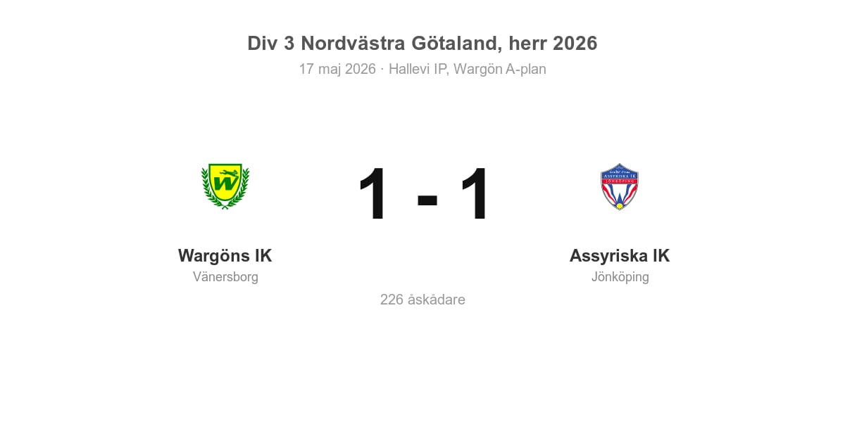 Oavgjort för Wargöns IK hemma mot Assyriska IK