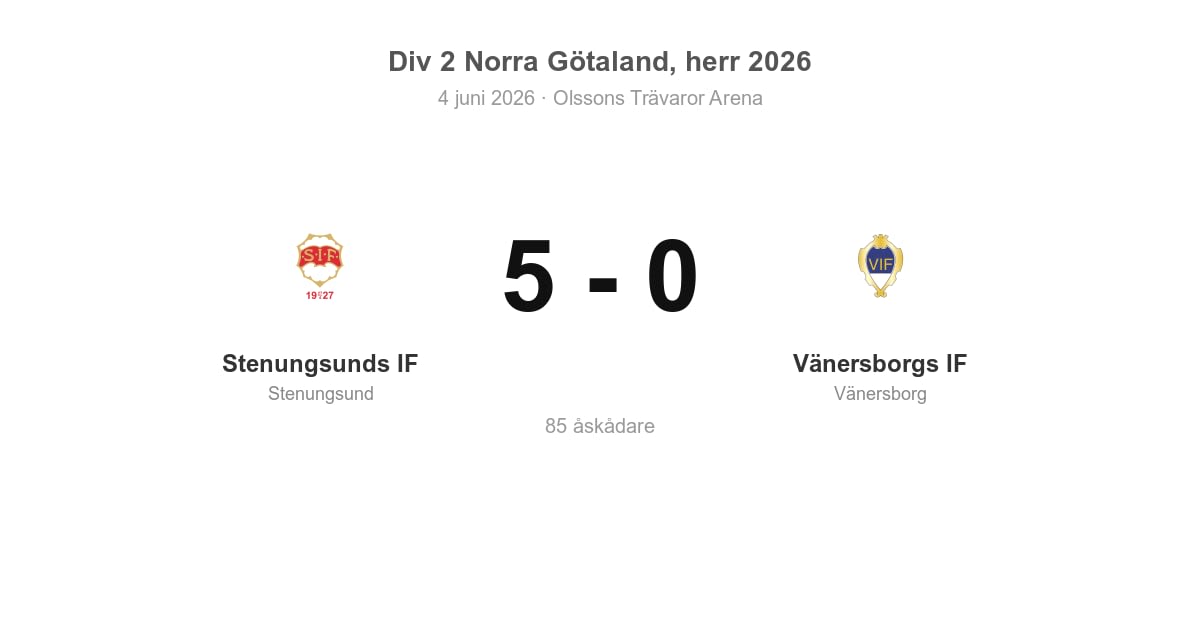 Förlust borta för Vänersborg mot Stenungsunds IF