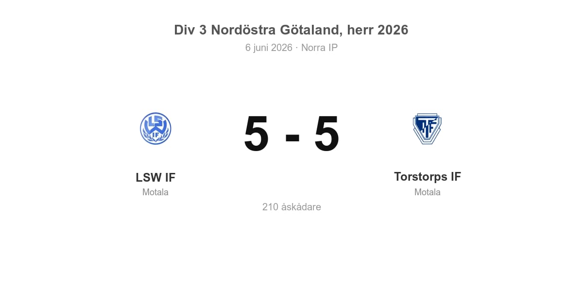 Oavgjort för LSW IF hemma mot Torstorps IF (5–5)
