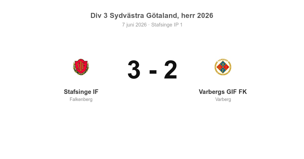 Bortaförlust för Varbergs GIF mot Stafsinge – 3–2