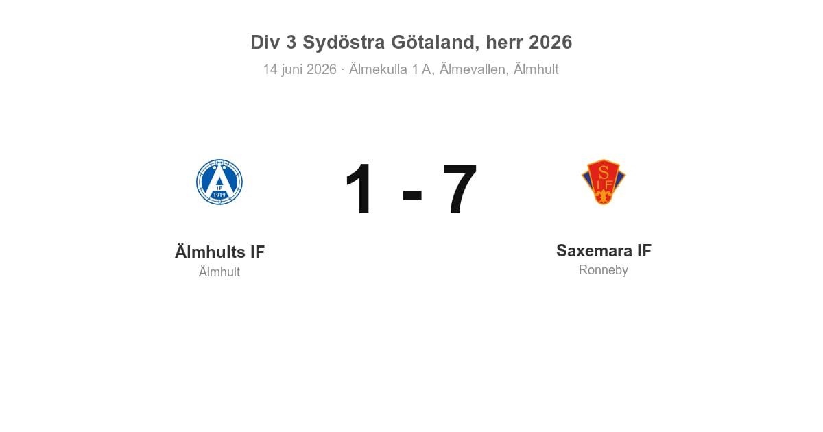 Förlust för Älmhults IF hemma mot Saxemara IF (1–7)