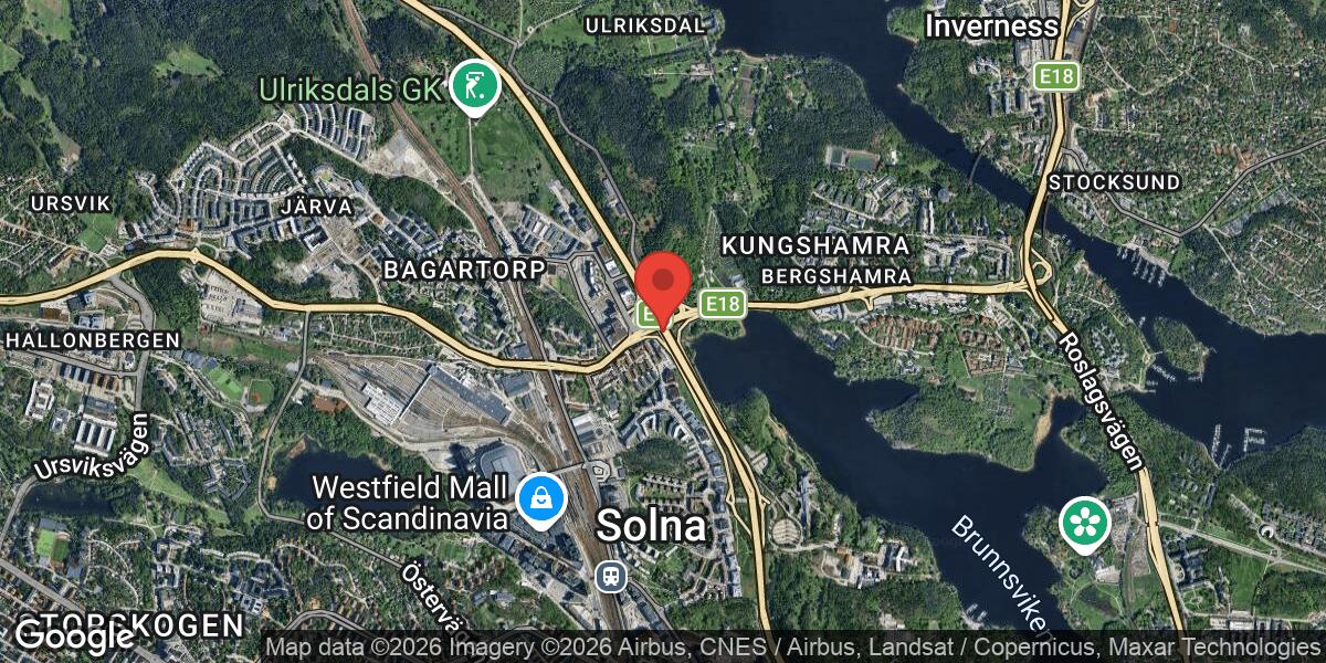 Långsam kö på E4 mellan Sörentorp och Haga Norra i riktning mot Stockholm