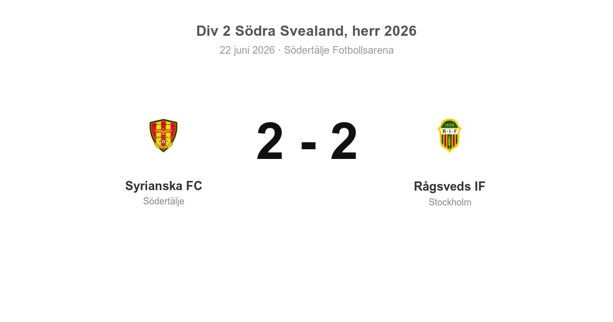 Oavgjort för Syrianska FC hemma mot Rågsveds IF