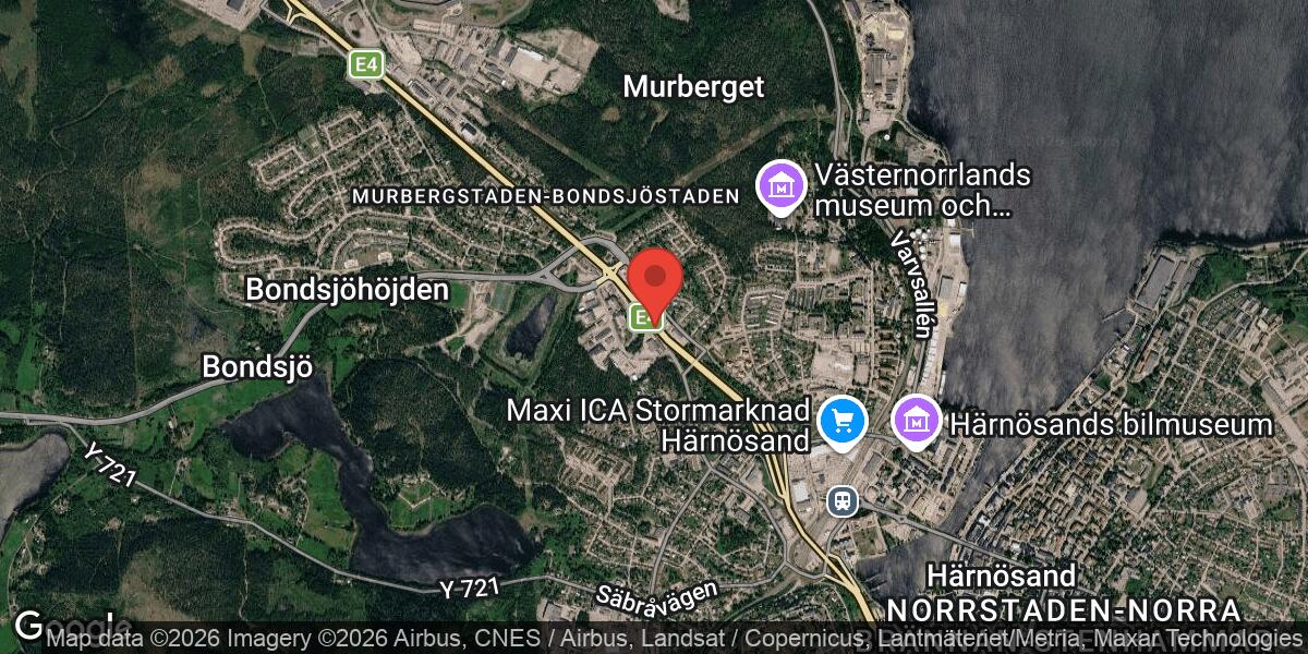 Trafikolycka med personbil vid Murberget påverkar trafiken på E4 i Härnösand