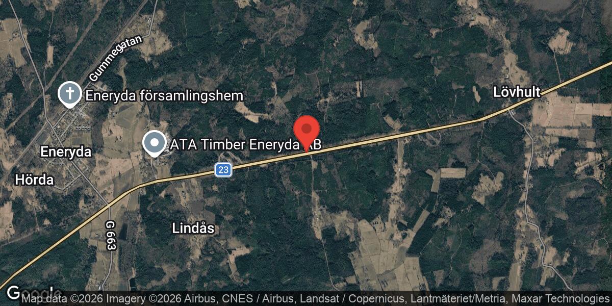 Singelolycka med personbil på Väg 23 vid Eneryda