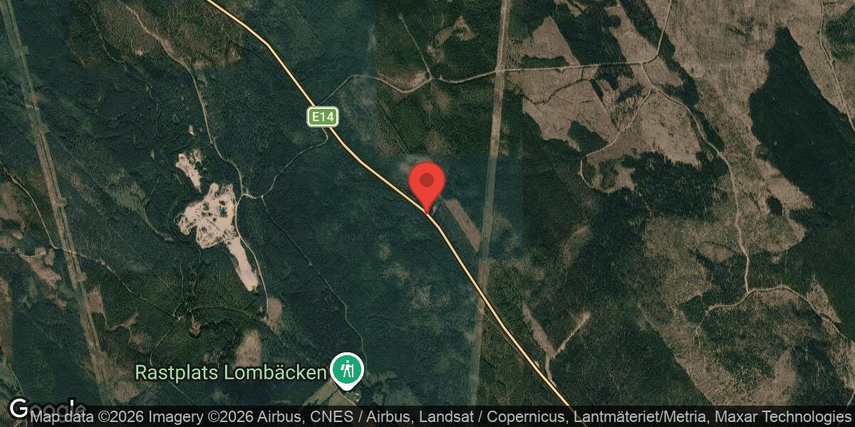Singelolycka orsakar begränsad framkomlighet på E14 vid Lombäcken