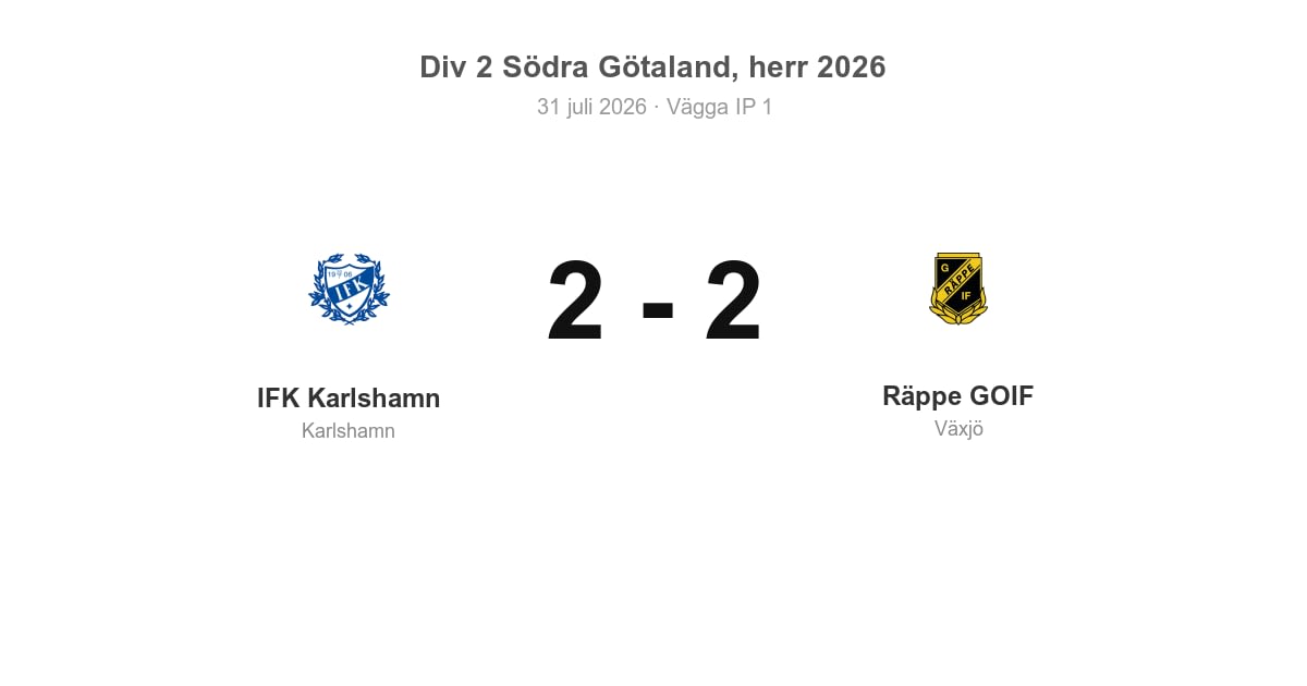 IFK Karlshamn oavgjort hemma mot Räppe GOIF
