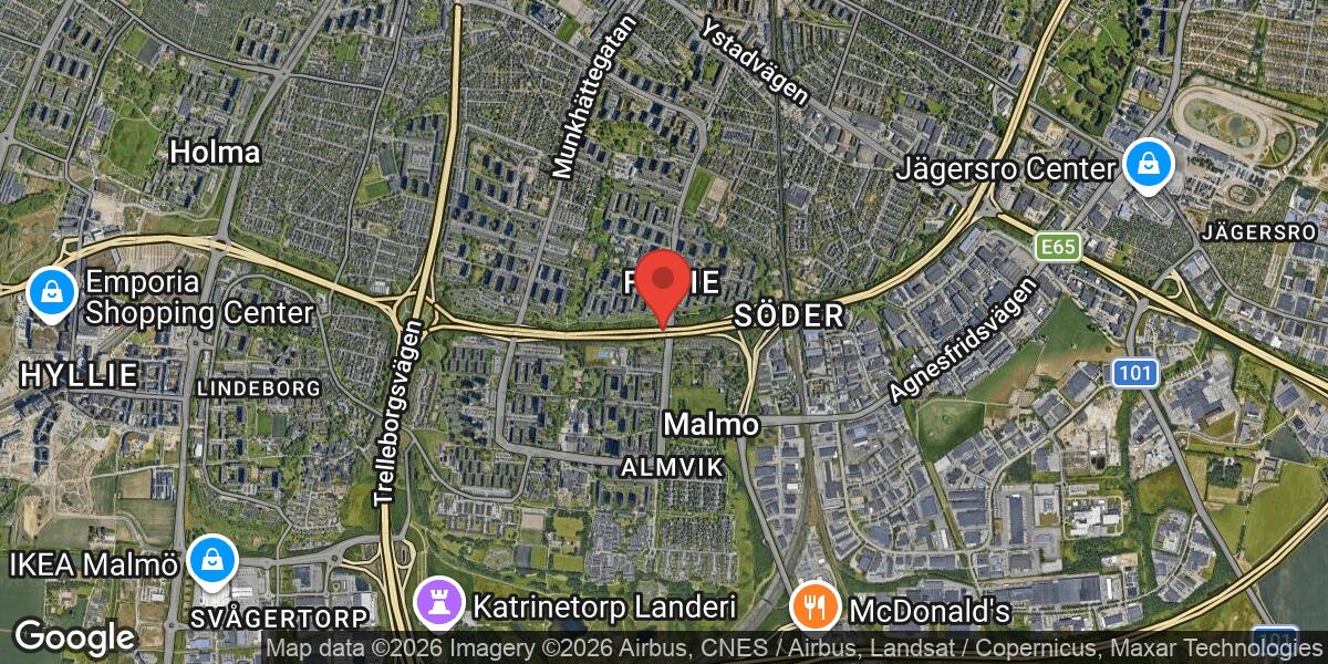 Trafikolycka med tungt fordon på E6 mellan Fosie by och Söderkulla