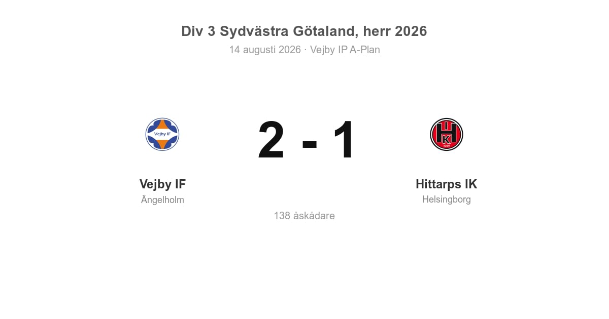 Hemvinst för Vejby IF (Ängelholm) mot Hittarps IK