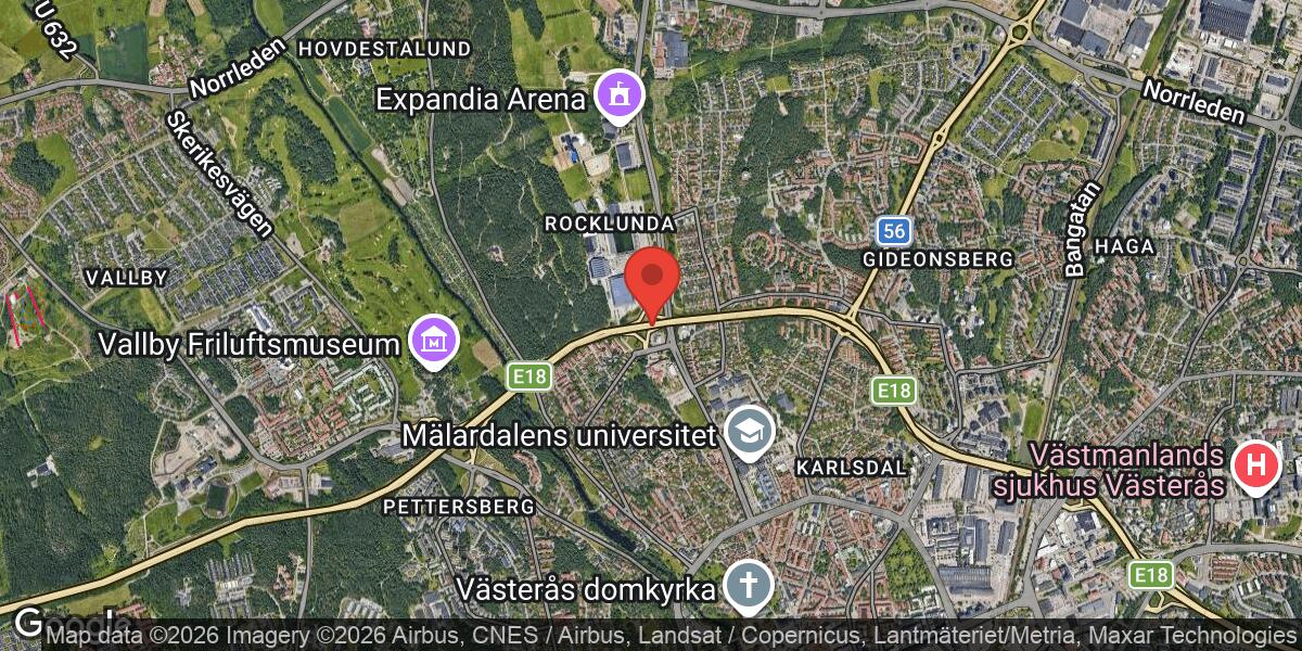 Olycka med flera fordon på E18 vid Rocklundamotet påverkar trafiken